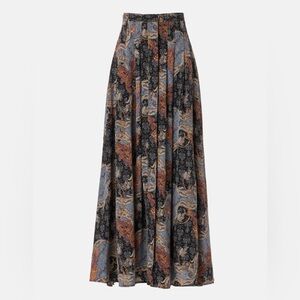 New Ulla Johnson Vanna Blue Paisley Skirt